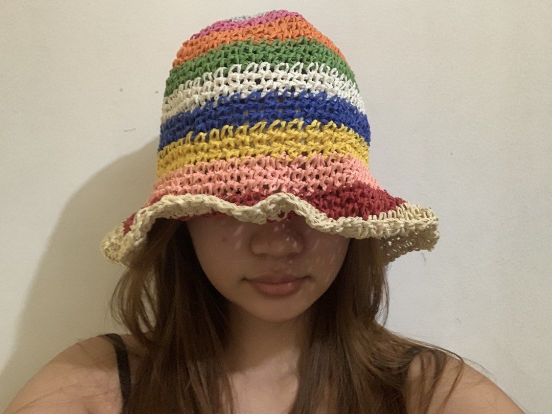 Rainbow Wicker Crochet Beanie (Category: Hats & Beanies) located in Manila. Submitted by issuhwhaaat (Listing ID 1467420407, Image 3). Description: Rainbow-patterned beanie made of wicker crochet Never used. Been sitting in my closet, so packaging is no longer included. .