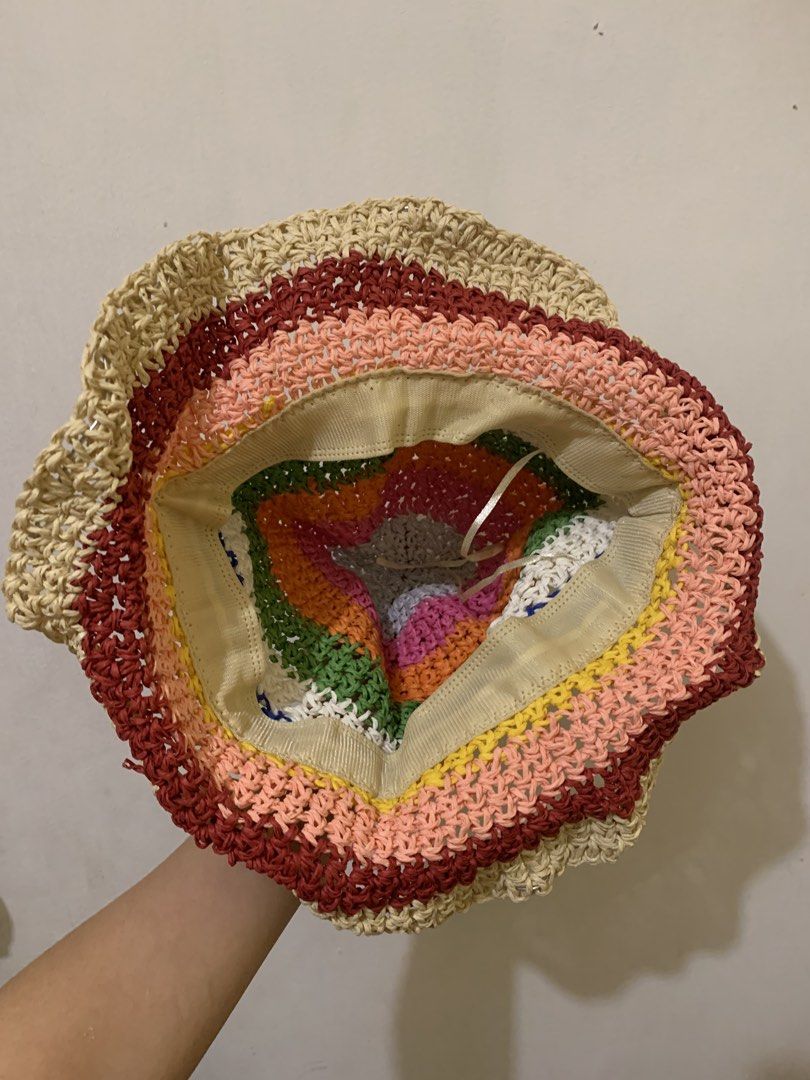 Rainbow Wicker Crochet Beanie (Category: Hats & Beanies) located in Manila. Submitted by issuhwhaaat (Listing ID 1467420407, Image 2). Description: Rainbow-patterned beanie made of wicker crochet Never used. Been sitting in my closet, so packaging is no longer included. .