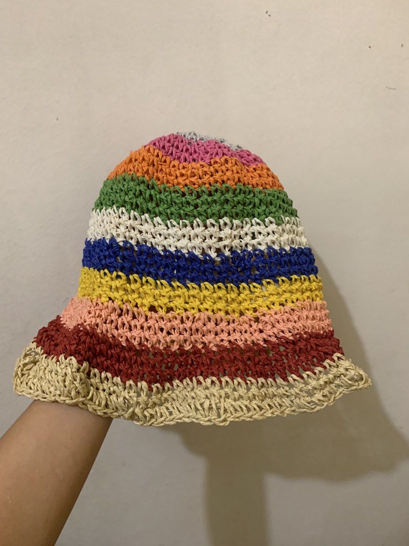 Rainbow Wicker Crochet Beanie (Category: Hats & Beanies) located in Manila. Submitted by issuhwhaaat (Listing ID 1467420407, Image 1). Description: Rainbow-patterned beanie made of wicker crochet Never used. Been sitting in my closet, so packaging is no longer included. .