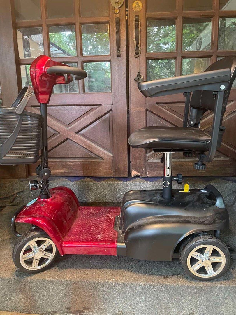 Red 4-Wheel Mobility Scooter with Front Basket (Category: Everything Else Others) located in Manila. Submitted by roberto.enriquez (Listing ID 1467587266, Image 1). Description: - Color: Red and Black - Power: Battery-operated for smooth daily commutes and indoor use - Storage: Convenient front basket included for groceries and personal items - Comfort: Padded seat with adjustable armrests and height column - Stability: Four sturdy wheels with st