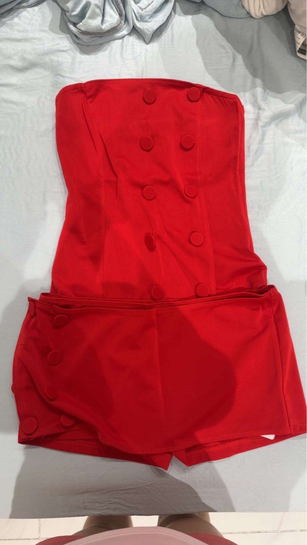 Red button cute sexy set y2k NEVER USED (Category: Sets or Coordinates) located in Taguig. Submitted by ellieelles (Listing ID 1467506818, Image 1). Description: from taobao original is 1,500 for both.