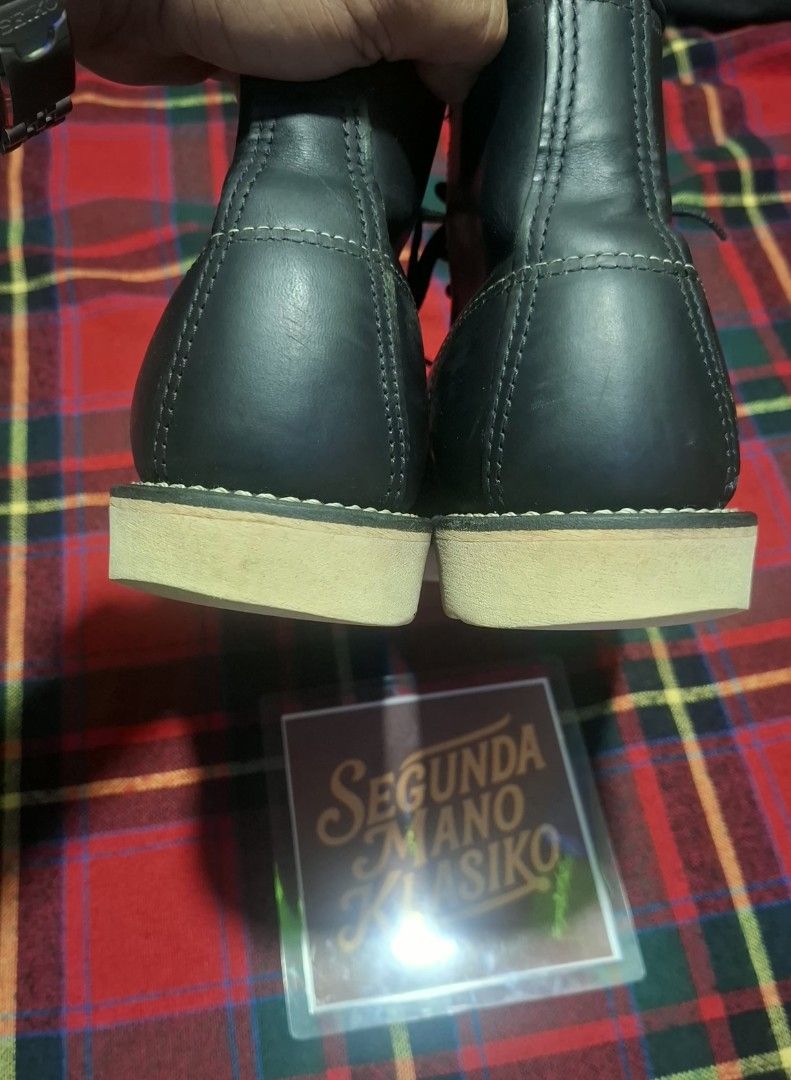 Red Wing Heritage 8130 Black Chrome Moc Toe Boots (Category: Boots) located in Manila. Submitted by vhinarcega (Listing ID 1467550689, Image 3). Description: - Brand: Red Wing Heritage - Model: 8130 Moc Toe - Leather: Black Chrome - Size: US 8 D / UK 7 / EUR 41 / CM 26 - Condition: Great shape, minimal wear on iconic white wedge soles - Features: Made in USA, durable heritage construction, includes black laces - Production Date: 05/11 - Style: Cl