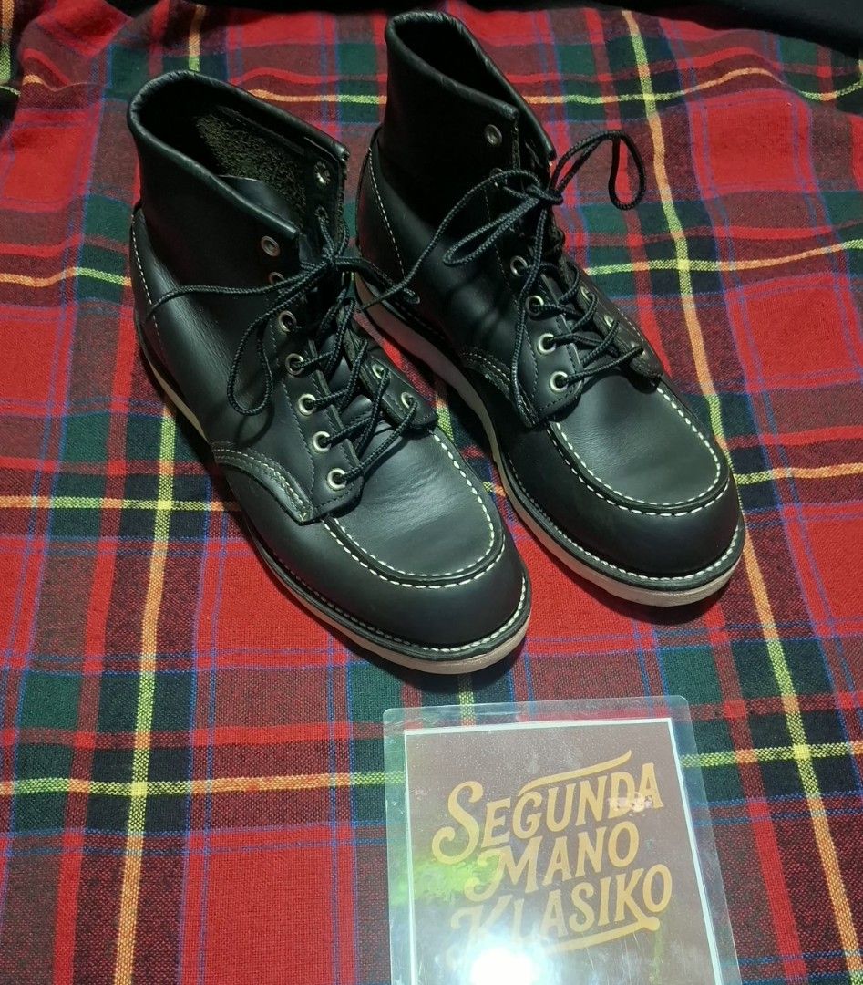 Red Wing Heritage 8130 Black Chrome Moc Toe Boots (Category: Boots) located in Manila. Submitted by vhinarcega (Listing ID 1467550689, Image 1). Description: - Brand: Red Wing Heritage - Model: 8130 Moc Toe - Leather: Black Chrome - Size: US 8 D / UK 7 / EUR 41 / CM 26 - Condition: Great shape, minimal wear on iconic white wedge soles - Features: Made in USA, durable heritage construction, includes black laces - Production Date: 05/11 - Style: Cl