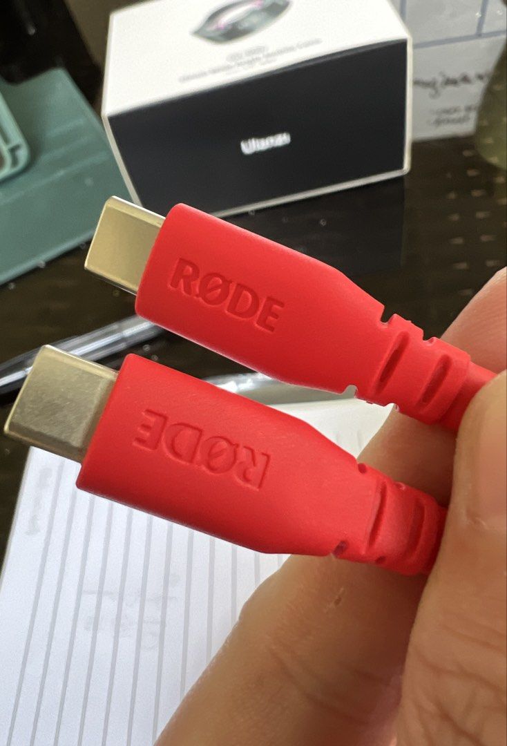 RODE SC17 USB-C to USB-C Audio Cable 1.5m Red (Category: Chargers & Cables) located in Mandaluyong City. Submitted by maropa (Listing ID 1467399780, Image 2). Description: - Product: RODE SC17 USB-C Cable - Color: Red - Length: 1.5 meters - Condition: Clean and ready to use - Features: Shielded design, -Speed certified - Compatibility: Works with RODE products featuring a USB-C connector, connects to computers, phones, and tablets - No box. No st