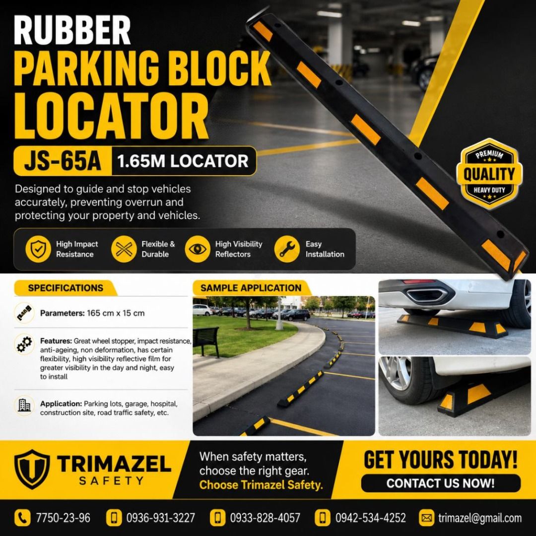 RUBBER PARKING BLOCK LOCATOR (Category: Looking For) located in Pasig City. Submitted by cruzmia.825 (Listing ID 1467364333, Image 1). Description: ✅ Guaranteed lowest price ✅ Quality products ✅ Big discount for bulk orders ✅ 100% LEGIT TRUSTED SUPPLIER! ✅ With Complete Legal Documents ✅ BIR Registered We Supply All Kinds Of PPE Supplies, Raincoat, Hard Hat, Cooler Box, Plastic Trash Bin, Road Barriers, Kayak Boats, Crystal Kayak, Traffic Cone, T