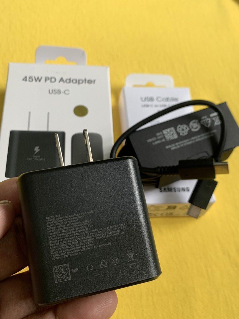 Samsung 45W PD Adapter with Type C Cable (Category: Chargers & Cables) located in San Juan City. Submitted by ph_gadgets_hub (Listing ID 1467395933, Image 3). Description: This 45W Samsung Power Adapter is compatible with various devices, As charging speed may vary depending on various factors, : the charger’s output and the cable’s specifications. To use Super Fast Charging (SFC) SALE !! ₱400 (set) 45W Samsung PD Power Adapter Charger with Type-