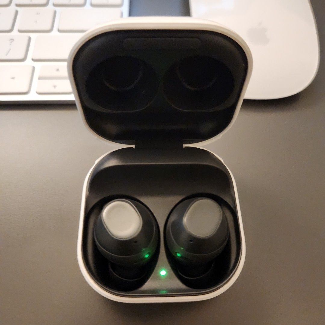 Samsung Galaxy Buds FE with ANC (Category: Earphones) located in Quezon City. Submitted by flipandfind (Listing ID 1467595890, Image 1). Description: Samsung Galaxy Buds FE - sold as is, unit only - no box, no usb c, no extra tips - personally used, tho I sanitized and cleaned it already with alcohol and microfiber - features: ANC, Transparency Mode, Battery around 6-8hrs, quick charging on the charging case P 950.