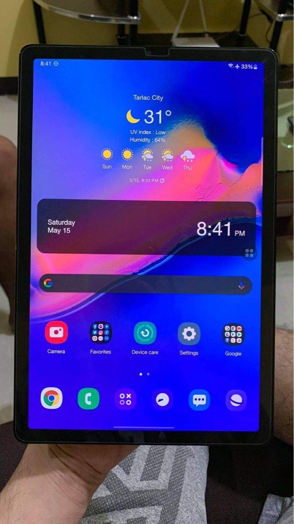 Samsung Tab S5e (Category: Android) located in Tarlac. Submitted by john_lansangan (Listing ID 1467496659, Image 2). Description: For sale!! Samsung Tab S5e LTE No scratch and no dents Unit and case only • Display: 10.5-inch WQXGA Super AMOLED (2560 x 1600 pixels, 16:10 aspect ratio) • Processor: Qualcomm Snapdragon 670 Octa-Core (2x2.0 GHz & 6x1.7 GHz) • Memory & Storage: 4GB RAM + 64GB storage with microSDXC expansion up to 512GB • Cameras: 13M