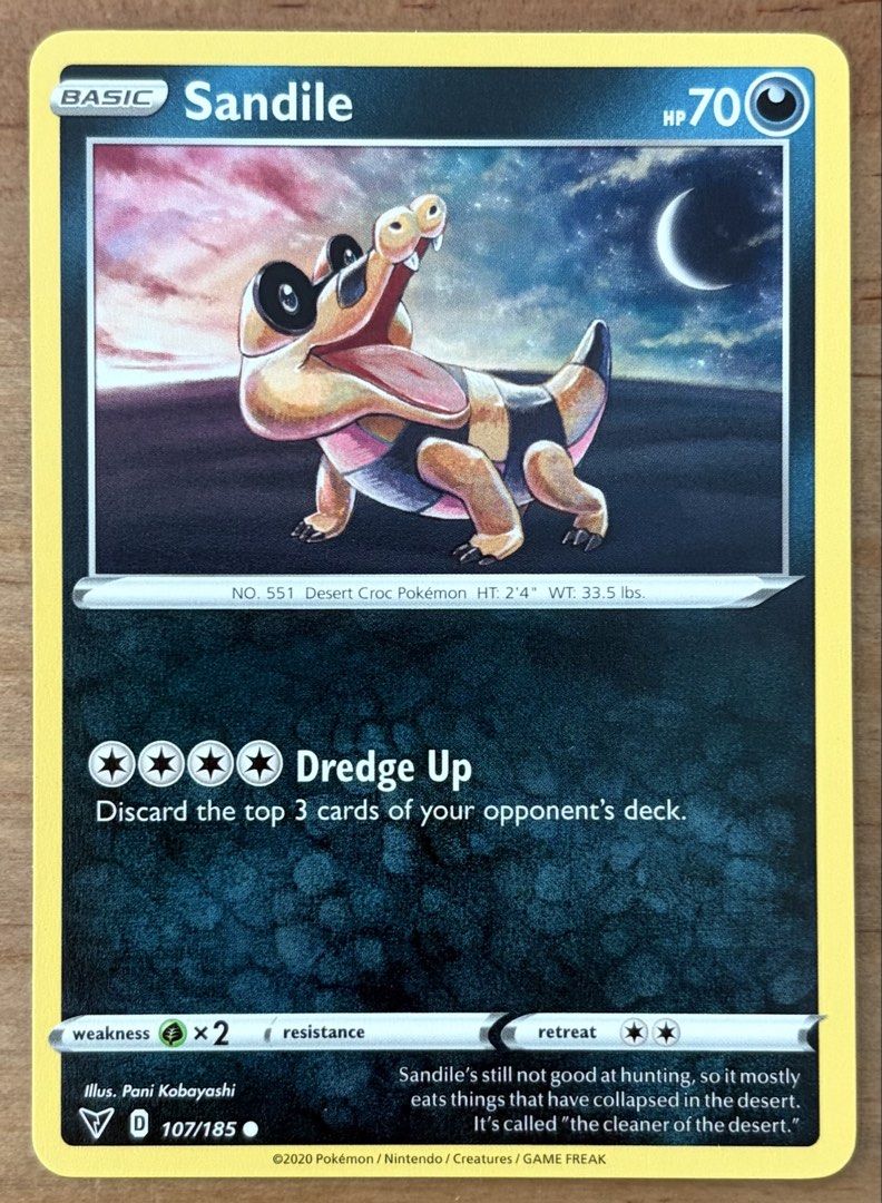 Sandile | Pokemon Cards ~ Vivid Voltage (Category: Raw Singles) located in Makati City. Submitted by cardlab (Listing ID 1467365867, Image 1). Description: Items are 💯 authentic/original/legit. About The Card: •Language: EN • Number: 107/185 • Common • Normal FOR: • Cards ₱99 and below with Card Sleeves • Cards ₱100 and up with Card Sleeves and Used Toploader • ₱10 for Bnew Tops Packaging (If Shipping): ✔️ Plastic cover ✔️ Cardboard ✔️ Bubble wr