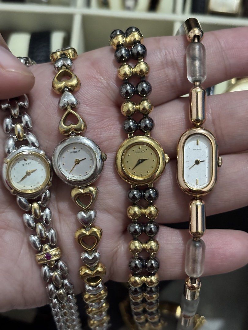 Seiko Micro Dainty Watch (Category: Women's Watches) located in Cainta. Submitted by timelesswatchbycla3.0 (Listing ID 1467573372, Image 1). Description: Seiko Tisse MOP watch 5500 Seiko Heart Bracelet 5000 Seiko Double Bubbles 6500 Seiko Capsule Dial 7k.