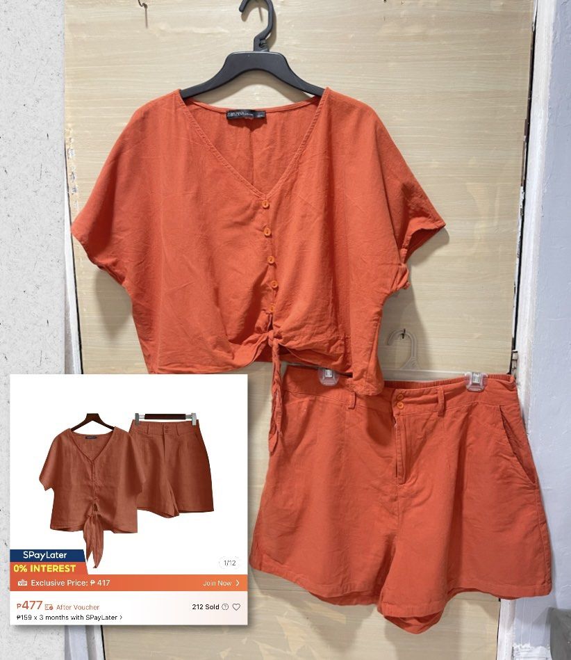 Shein Coords for Sale (Category: Sets or Coordinates) located in Manila. Submitted by sheenasott40644 (Listing ID 1467387681, Image 3). Description: - Matching two-piece set - Sleeveless button-front vest with front pockets - High-waisted pleated shorts - Lightweight, textured fabric - Versatile for casual or smart casual wear - Easy to mix and match with other wardrobe staples.