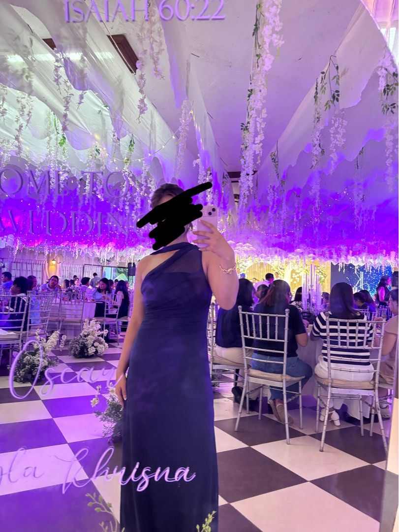 shein navy blue maxi dress (Category: Dresses) located in Manila. Submitted by iyahpreloved_ (Listing ID 1467561384, Image 2). Description: used once! no issue super pretty (can be styled two ways) actual photo on the second slide .