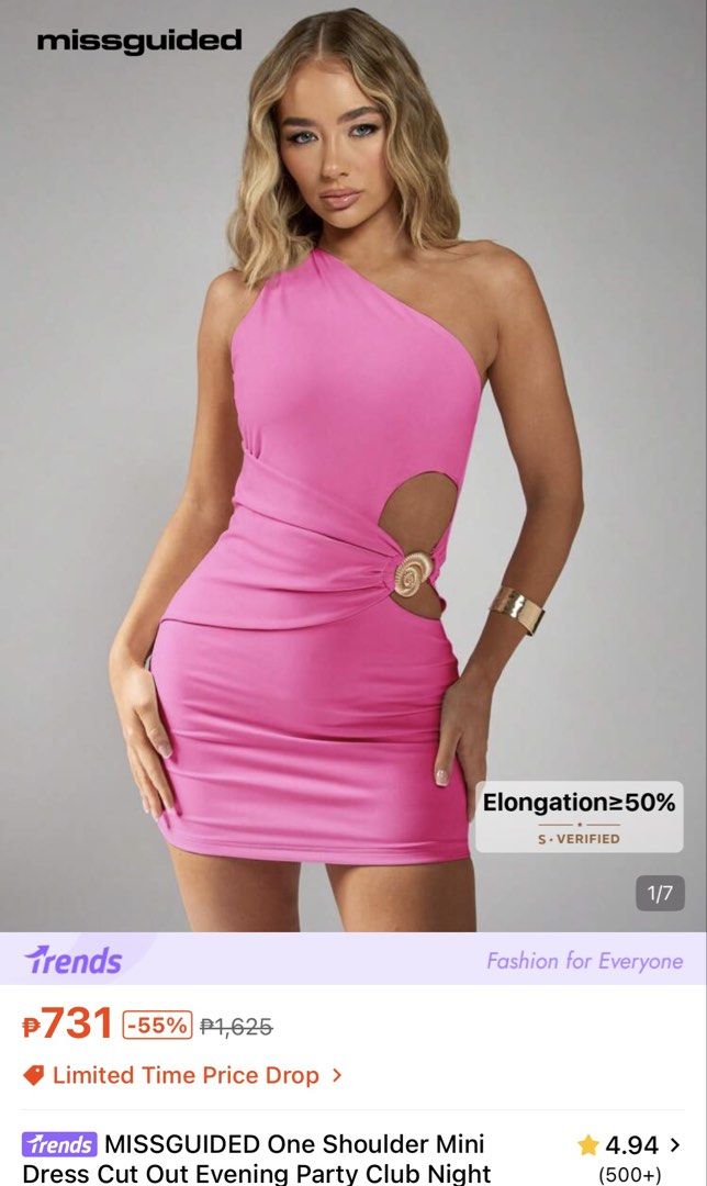 Shein One Sided Pink Dress (Category: Dresses) located in Paranaque City. Submitted by kimchan15 (Listing ID 1467475651, Image 1). Description: B: 32-34 W: 26-28.