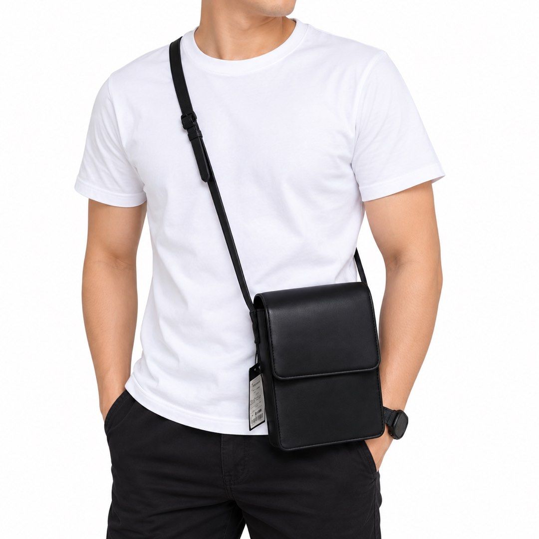 Shoopen Crossbody Bag TPBF20W03 Black (Category: Cross-body Bags) located in Carigara. Submitted by spark2503 (Listing ID 1467383509, Image 1). Description: - Brand: Shoopen - Model: TPBF20W03 - Color: Classic Black - Material: Synthetic leather with polyester lining - Closure: Flap with secure magnetic snap - Strap: Adjustable fabric shoulder strap - Condition: Brand new with original tag still attached.