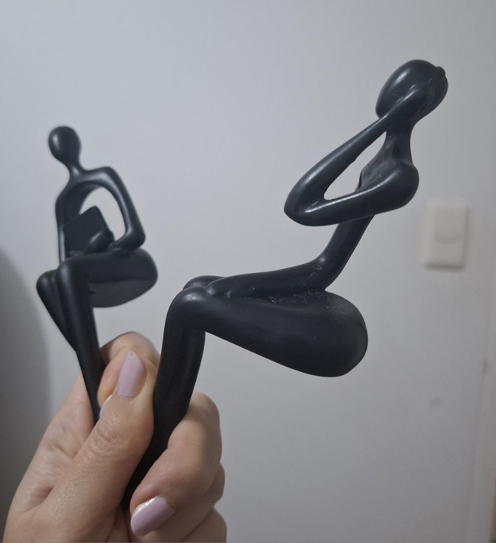 Sitting figurines decor (Category: Other Home Decor) located in Taguig. Submitted by welcome2myprelovedshop (Listing ID 1467450031, Image 2). Description: take both fo4 only 100p so cute .color black matt.