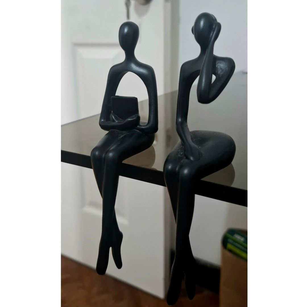 Sitting figurines decor (Category: Other Home Decor) located in Taguig. Submitted by welcome2myprelovedshop (Listing ID 1467450031, Image 1). Description: take both fo4 only 100p so cute .color black matt.