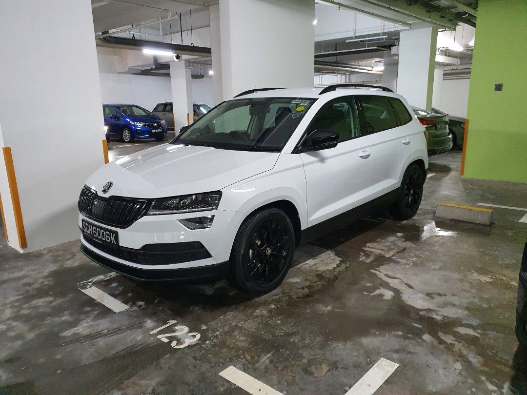 Skoda Karoq 1.5 TSI Style Aidisplay Auto (Category: Used Cars) located in Singapore. Submitted by tongel (Listing ID 1467474440, Image 1). Description: Very good condition and well taken care of. 1 owner and accident free. Suspension upgraded to ST Coilovers. Roof rails, Wheels and grill painted black. Engine chipped to boost performance..