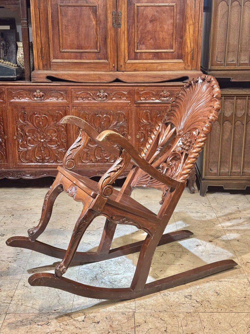 Solid Narra Plantation Butaca Rocking Chair (Category: Vintage Collectibles) located in Manila. Submitted by sinaunang_gamit (Listing ID 1467394033, Image 3). Description: Solid Narra Plantation Butaca Rocking Chair Height: 45 inches Length: 46 inches Width: 22 inches Location: 6th ave Caloocan ₱8500.