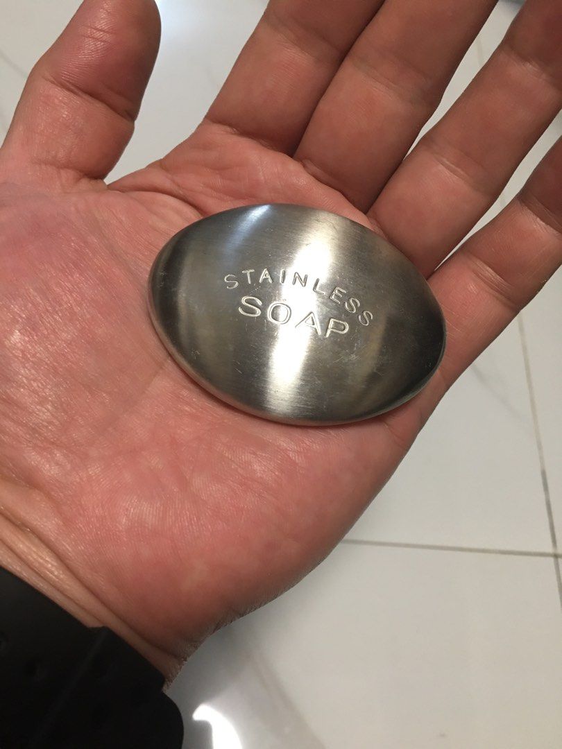 Stainless Steel Soap Odor Remover Bar (Category: Bath) located in Pasay City. Submitted by gilbertso62551 (Listing ID 1467470821, Image 1). Description: - Material: Durable solid stainless steel with a sleek brushed finish and smooth edges - Function: Effortlessly removes strong kitchen odors like garlic, onion, and fish from fingers - Design: Ergonomic handheld size, perfect for any kitchen sink - Condition: High quality, and long-lasting - As i