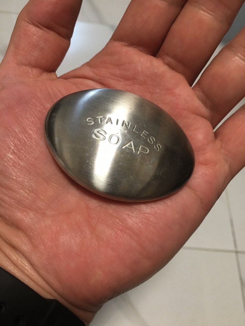 Stainless Steel Soap Odor Remover Bar (Category: Bath) located in Pasay City. Submitted by gilbertso62551 (Listing ID 1467470821, Image 2). Description: - Material: Durable solid stainless steel with a sleek brushed finish and smooth edges - Function: Effortlessly removes strong kitchen odors like garlic, onion, and fish from fingers - Design: Ergonomic handheld size, perfect for any kitchen sink - Condition: High quality, and long-lasting - As i