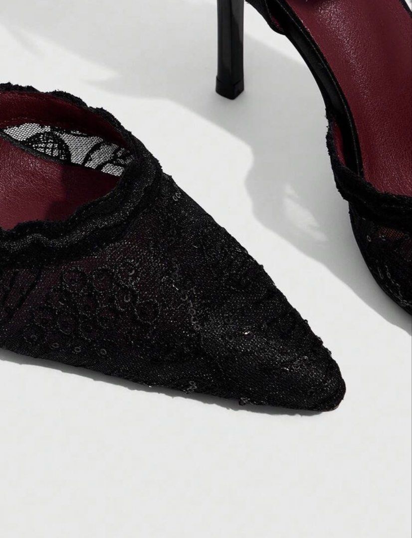 Stiletto heels lace style (Category: Heels) located in Ligao. Submitted by haimclst (Listing ID 1467518984, Image 2). Description: STILETTO HEELS WITH LACE LIKE DESIGN WHAT YOU SEE IS WHAT YOU GET! -35 size not recommended sa malapad paa - very brand new was used once for a couple of minutes for a photoshoot -RFS: i won’t be needing this anymore.
