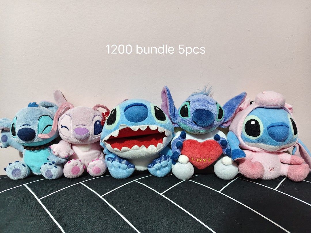 Stitch plush bundle Disney toys collection (Category: Plushies & Soft Toys) located in Manila. Submitted by kopishop1109 (Listing ID 1467544735, Image 2). Description: - Massive 11-piece Stitch and Angel plush bundle - Includes small, medium, and large sizes - Features various cute designs (couple outfits, sleeping position, open mouth, flower accessories) - Made with super soft, huggable material - Perfect for Disney and Lilo & Stitch fans - Sel