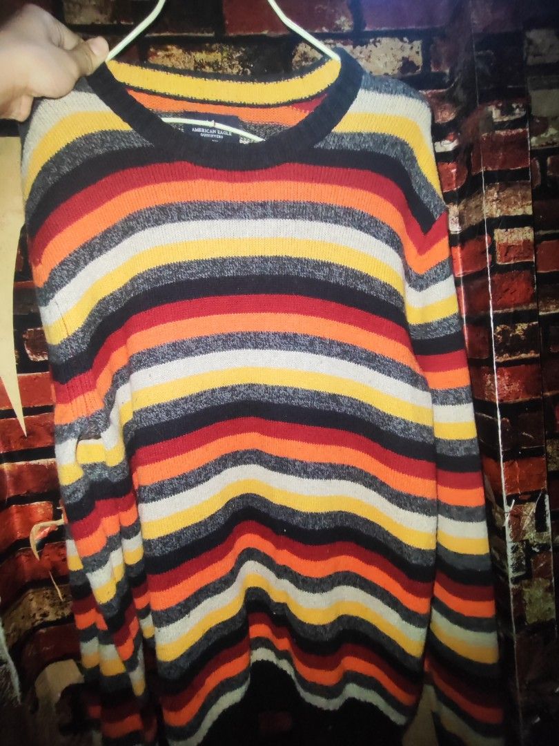 Striped knit sweater by American Eagle (Category: Coats, Jackets and Outerwear) located in Iloilo. Submitted by cynehllevie (Listing ID 1467471782, Image 1). Description: 🍥 HEARING OFFERS FOR THIS STRIPED AMERICAN EAGLE KNIT SWEATER 🍥Size M on tag.