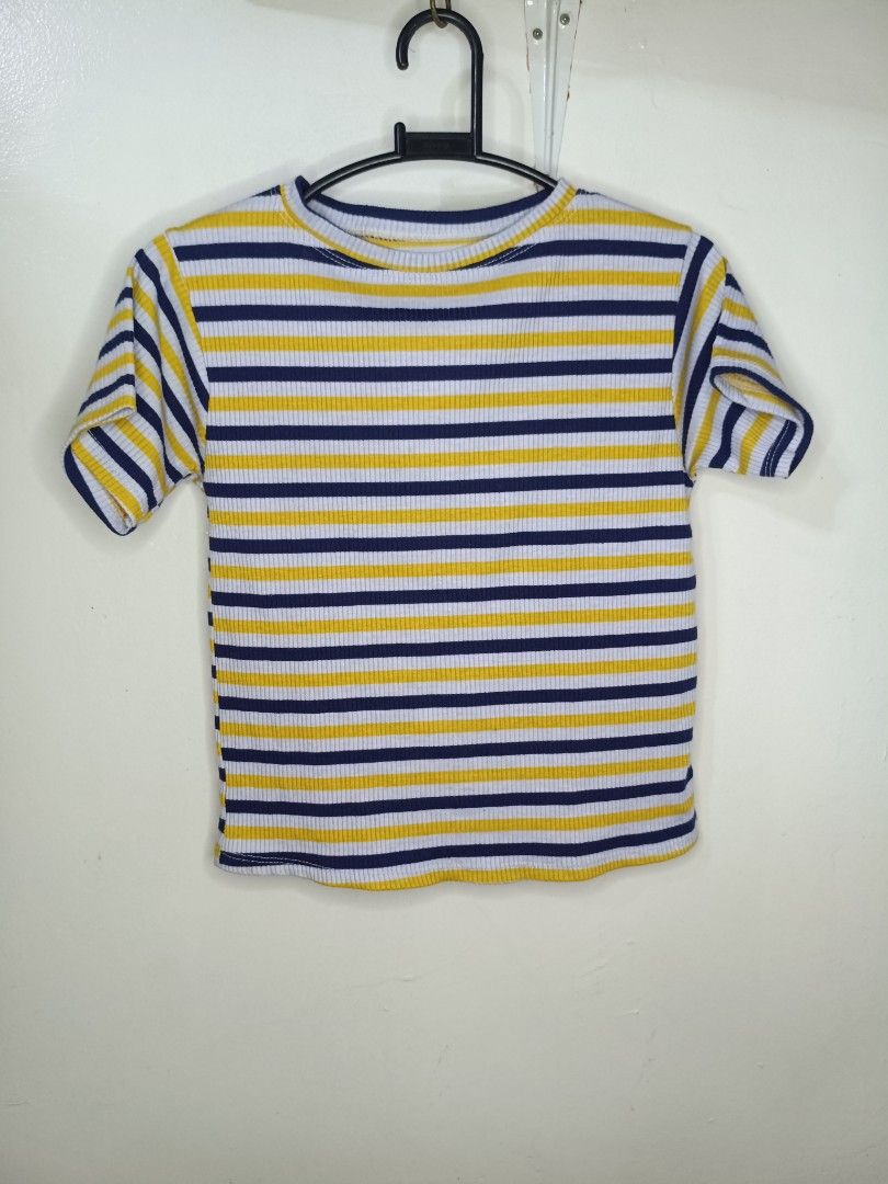 Striped Ribbed Short Sleeve Shirt (Category: Shirts) located in Santa Maria. Submitted by abclosetph (Listing ID 1467427180, Image 1). Description: medida size! bust: 32 length: 18.5 - color may vary due to lighting - manage your expectations, these are preloved items..