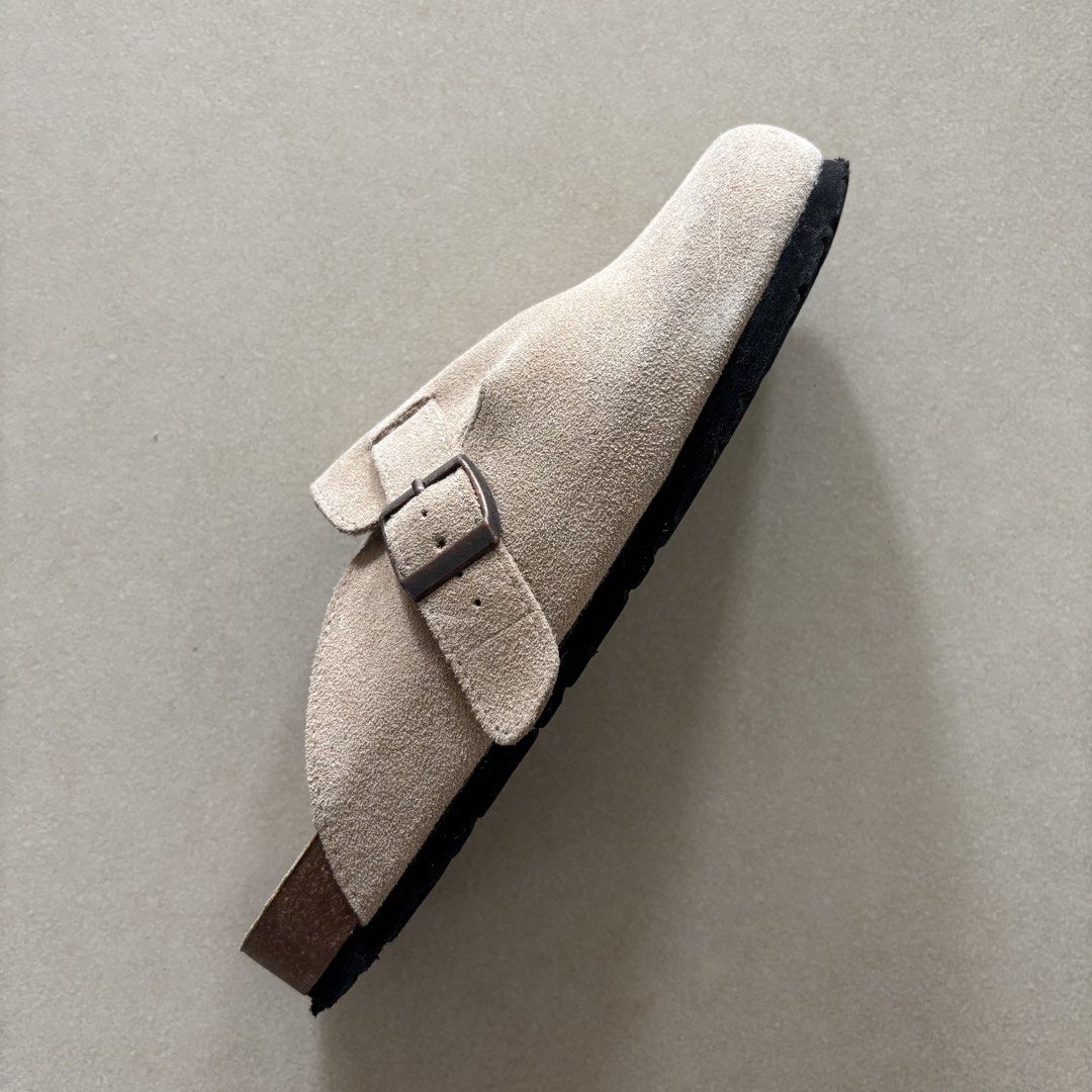 Suede Clogs (Category: Slippers and slides) located in Quezon City. Submitted by dcoffeeholic (Listing ID 1467387816, Image 3). Description: Boken Suede Clogs (Birkenstock dupe) Size: 37 RFS: Decluttering.