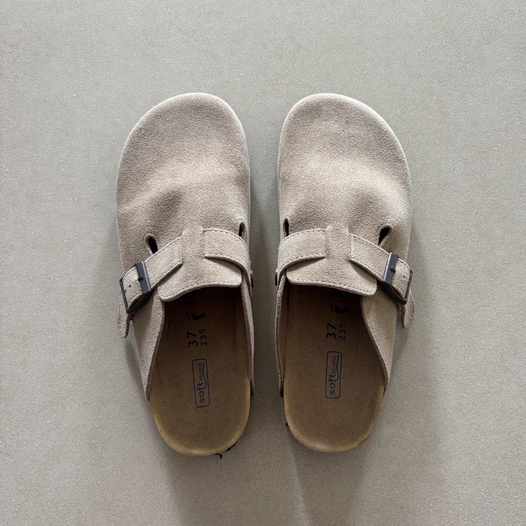 Suede Clogs (Category: Slippers and slides) located in Quezon City. Submitted by dcoffeeholic (Listing ID 1467387816, Image 1). Description: Boken Suede Clogs (Birkenstock dupe) Size: 37 RFS: Decluttering.