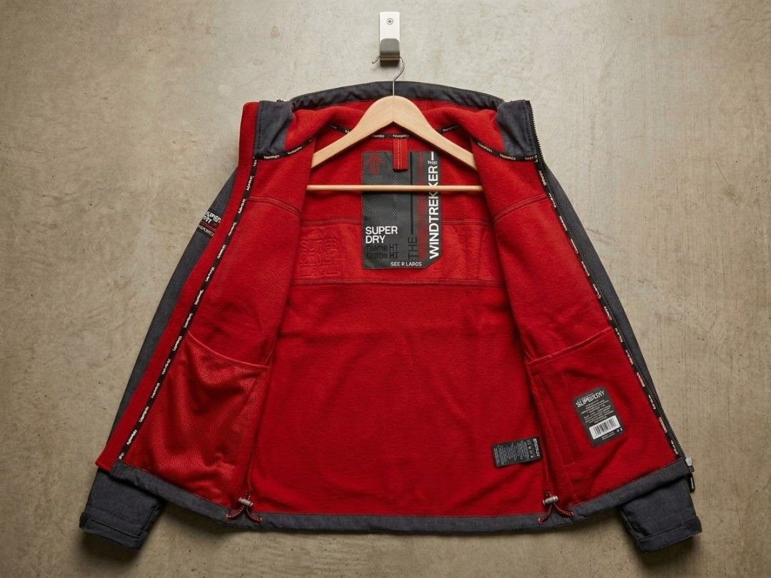 Superdry Windtrekker Jacket Grey Red Fleece Lined (Category: Coats, Jackets and Outerwear) located in Pasig City. Submitted by guitardoctor (Listing ID 1467577111, Image 3). Description: Brand: Superdry Style: Windtrekker / Technical Softshell Hooded Jacket Size: Small XL Size Type: Regular Department: Men Color: Charcoal Heather Grey & RED / Solar RED Material: 100% Polyester (Bright Neon Orange Fleece Lining) Outer Shell Material: Polyester Sof