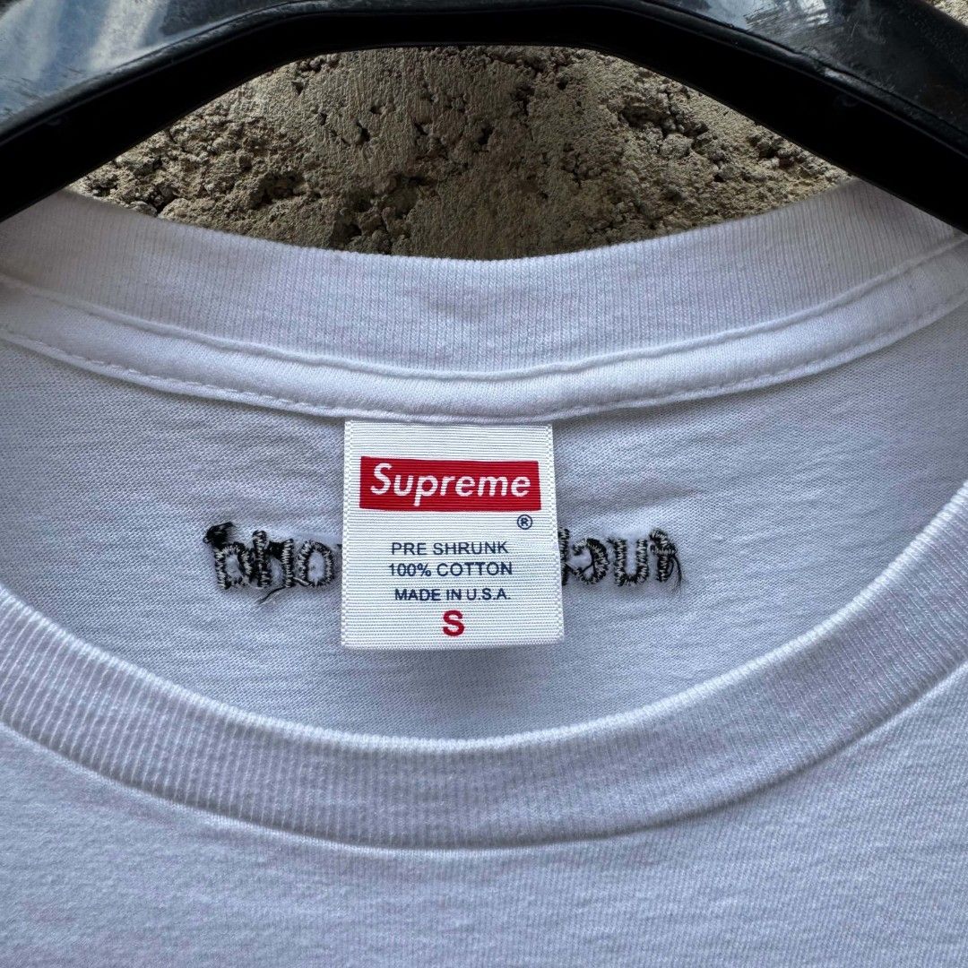 Supreme FTW White Tee (Category: Tshirts & Polo Shirts ) located in Lucena. Submitted by thrft-nd-sll (Listing ID 1467423784, Image 3). Description: Supreme FTW White Tee Size Small Width -19 Length -26 Excellent Condition Need Wash.