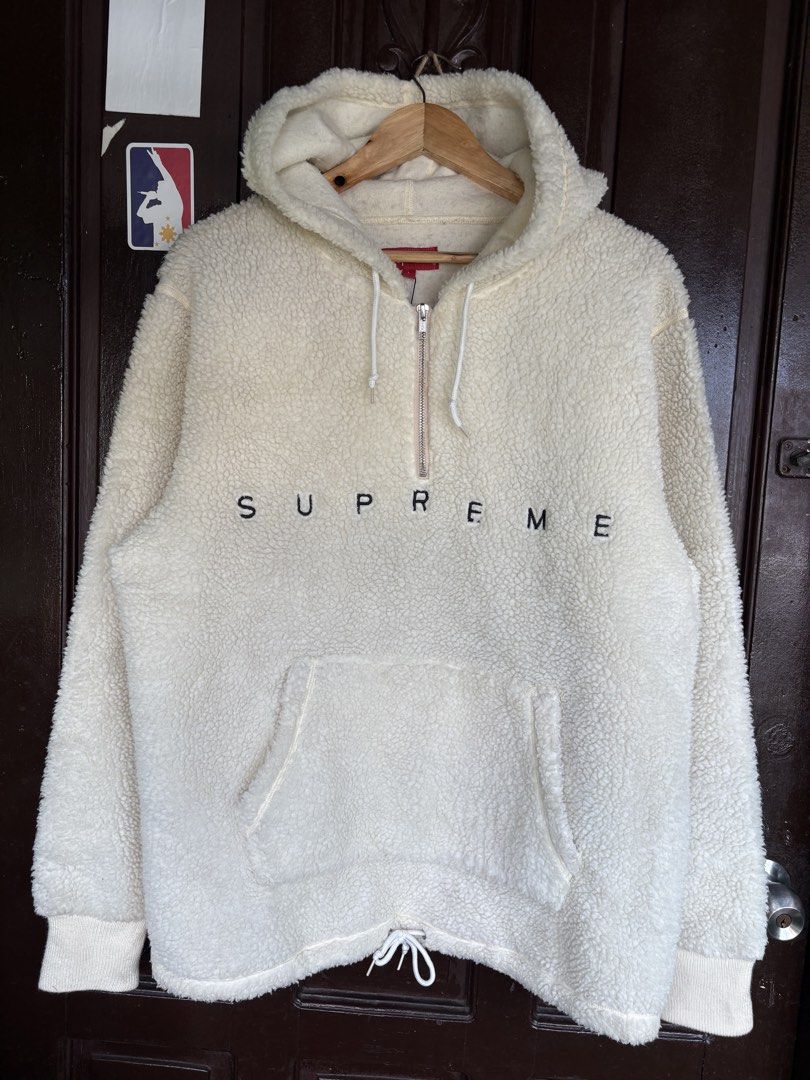 Supreme Sherpa Fleece Pullover (Category: Coats, Jackets and Outerwear) located in Manila. Submitted by bravestone14 (Listing ID 1467463442, Image 1). Description: wts supreme sherpa fleece pullover authentic 23x29 no issue color rate 9.5/10 excellent condition 2500+sf 📩.