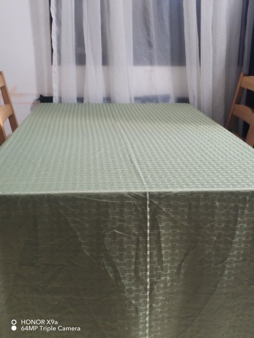 Table Topper ( 6-8 seaters) (Category: Table Linen & Textiles) located in Muntinlupa City. Submitted by arciagamaryann68 (Listing ID 1467457847, Image 1). Description: - Product: Table Topper - Capacity: Fits 6 to 8 seaters - Color: Sage Green - Design: Elegant woven geometric texture - Condition: Excellent, well-kept - Ideal for: Dining room decoration, daily use, or special gatherings.