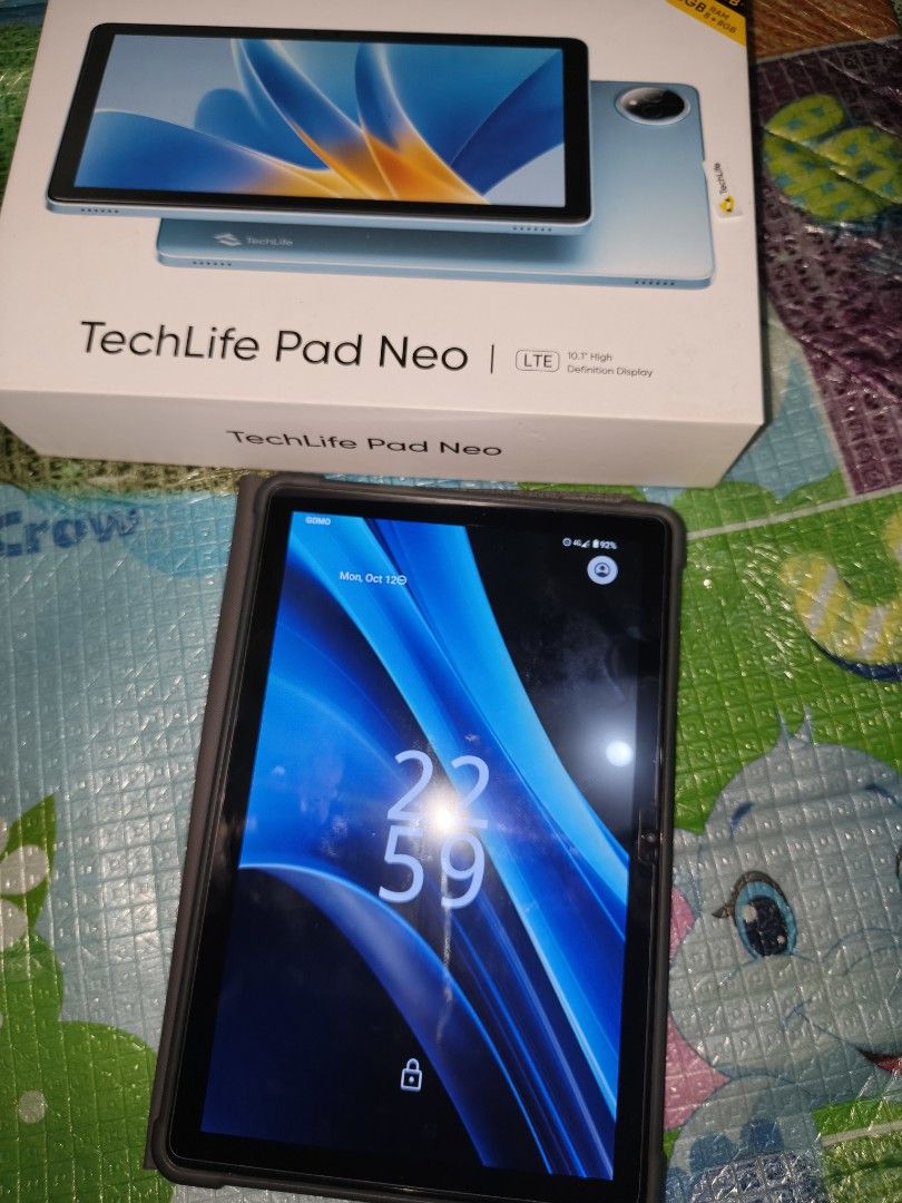 Tablet - Techlife 256GB (Category: Android) located in Mandaluyong City. Submitted by newfire-adeade (Listing ID 1467535582, Image 1). Description: TechLife Pad Neo 256GB ‎ ‎Specification Details ‎Display 10.1-inch HD ‎Resolution 1280 × 800 pixels ‎Processor Unisoc T612 ‎RAM 8GB (including extended RAM) ‎Internal Storage 256GB ‎Expandable Storage microSD card support ‎Rear Camera 8MP ‎Front Camera 5MP ‎Battery 6,000mAh ‎Charging USB-C ‎Network 4G