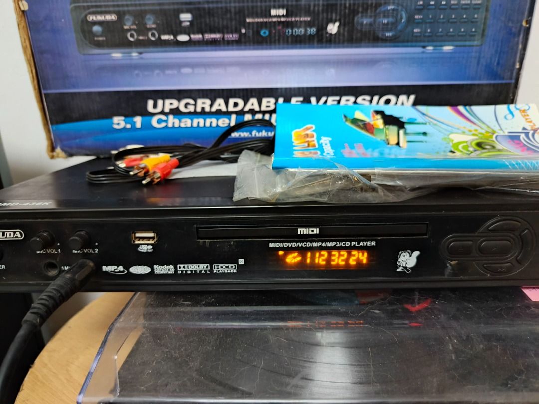TAKE ALL, CD/DVD/USB SD Card Karaoke Player, as is (Category: Portable Music Players) located in Mabalacat. Submitted by Jayofy (Listing ID 1467473538, Image 3). Description: Item Name: TAKE ALL, MIDI/DVD Player Brand: 2-FUKUDA/ 1- PENSONIC Model: DMD-436K Voltage: 220V / < 35W Item Name: CD/DVD/USB SD Card Karaoke Player Brand: PENSONIC Model: Chorus Color: Black Input Voltage: 220VC AC Status: * lightly used, functional, as-is * mild scratches 