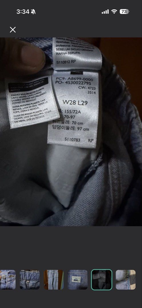 TAKE ALL! Levi's Jeans Bundle (3 Pairs) (Category: Jeans) located in Pasig City. Submitted by aprilluxcloset0812 (Listing ID 1467435377, Image 2). Description: - Bundle of 3 authentic Levi's jeans - Pair 1: Slim style, dark blue, size W29 L30 - Pair 2: Slim style, black, size W29 L30 - Pair 3: Relaxed carpenter style, light wash with elastic waist, size W28 L29 - Clean, well-cared-for, and great for daily wear - Selling as a set only RFS: declutt