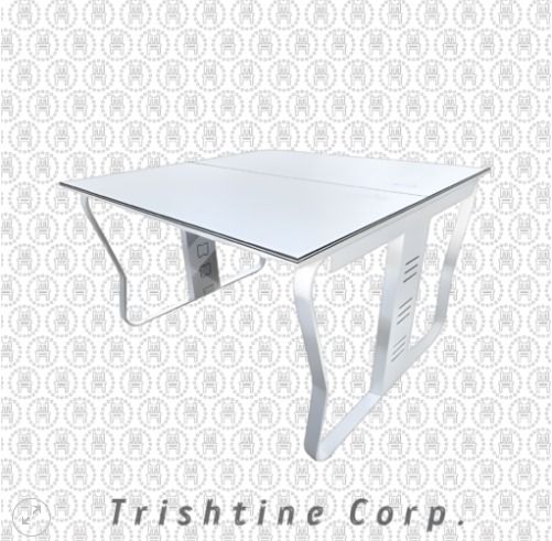 TCT-044 | Mini Conference Table (Category: Tables & Sets) located in Caloocan City. Submitted by jim.trishtineofficefurnitures (Listing ID 1467430393, Image 1). Description: - White glass top with a clean, modern aesthetic - Sturdy metallic frame and heavy, solid build - Unique curved leg design featuring stylish vertical slot cutouts - Versatile piece that fits well in a contemporary dining area or home office setup DISCLAIMER: PRICE IS FOR POST