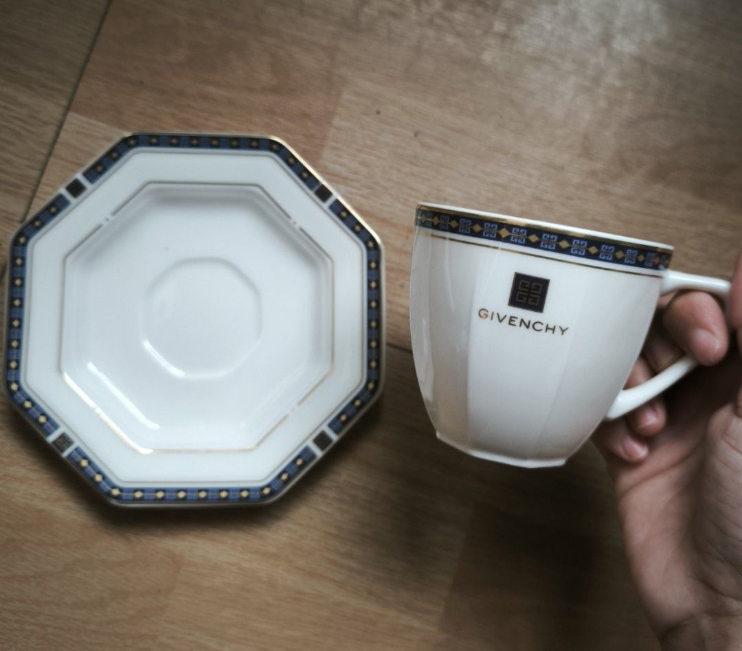 Teacup and saucer (Giv3nchy) (Category: Coffee & Tea Tableware) located in Manila. Submitted by wearforce (Listing ID 1467508392, Image 1). Description: Teacup and saucer (Giv3nchy) brand new no cracked with markings 1,200 + sf.
