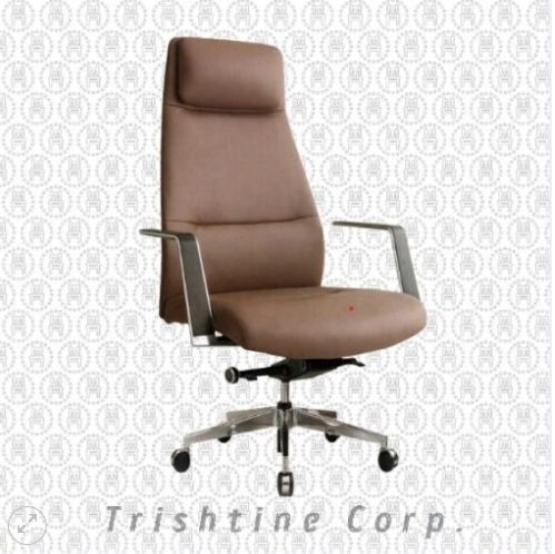 TEX-282 | Executive Chair with headrest (Category: Office Furniture & Fixtures) located in Caloocan City. Submitted by jim.trishtineofficefurnitures (Listing ID 1467418951, Image 1). Description: - Ergonomic high-back executive office chair - Premium brown leather upholstery for all-day comfort - Sleek silver metal armrests and sturdy star base - Smooth-rolling casters for easy mobility - Adjustable height mechanism and tilt function - Ideal for 