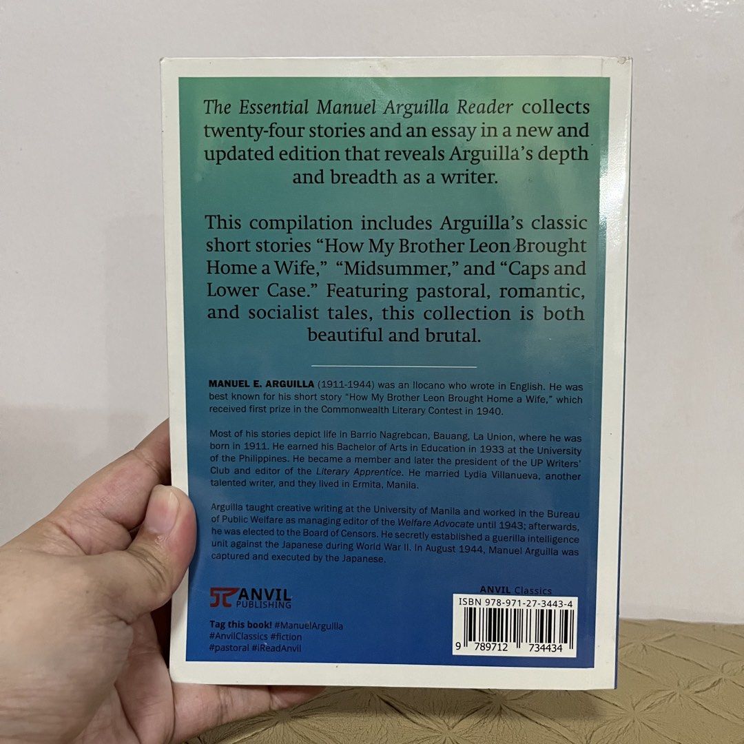 The Essential Manuel Arguilla Reader Anvil Classics (Category: Storybooks) located in San Pedro. Submitted by rainyydayy (Listing ID 1467548404, Image 2). Description: With plastic cover.