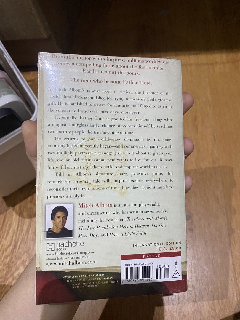 The Time Keeper by Mitch Albom (Category: Storybooks) located in Manila. Submitted by mpt99876 (Listing ID 1467546472, Image 2). Description: - Title: The Time Keeper by Mitch Albom - Edition: International edition published by Hachette Books - Format: Paperback - Storyline: Follows the journey of the first man on Earth to count the hours, known as Father Time - Barcode: 978-0-7868-9144-3 - Original US Price: $8.00 - Condition: Good read, perfect