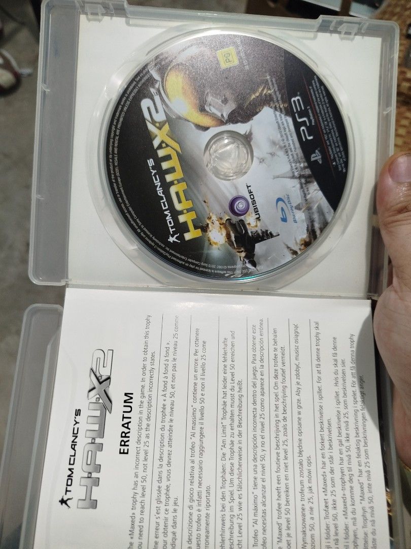 Tom Clancy's H.A.W.X. 2 PS3 Game (Category: PlayStation) located in Subic. Submitted by regiedaniel01 (Listing ID 1467534975, Image 3). Description: - Title: Tom Clancy's H.A.W.X. 2 for PlayStation 3 (PS3) - Publisher: Ubisoft - Genre: Arcade Flight Action - Rating: PG - Inclusions: Original plastic case, game disc, manual insert, and erratum note - Condition: Disc surface is clean and tested playable; case shows minor shelf wear on the clear pla