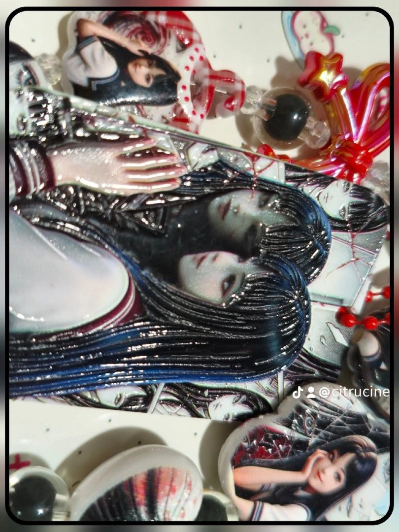 Tomie Bagcharm Junji Ito Handmade (Category: Character Goods) located in Rizal. Submitted by cc_xixi (Listing ID 1467579577, Image 3). Description: more designs on my tktk page .