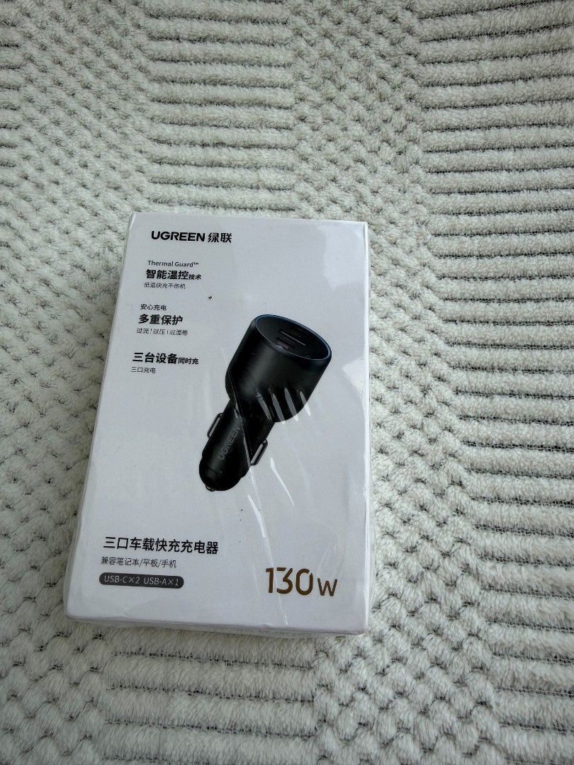 UGREEN 130W Car Charger (Category: Chargers & Cables) located in Manila. Submitted by rusnoyell42981 (Listing ID 1467436279, Image 1). Description: UGREEN 130W Car Charger - 3 Ports 2 x USB-C 1 X USB-A Brand New (Sealed) SF Pampanga/Batangas(By Schedule) Shipping : Ok. Buyer's expense.