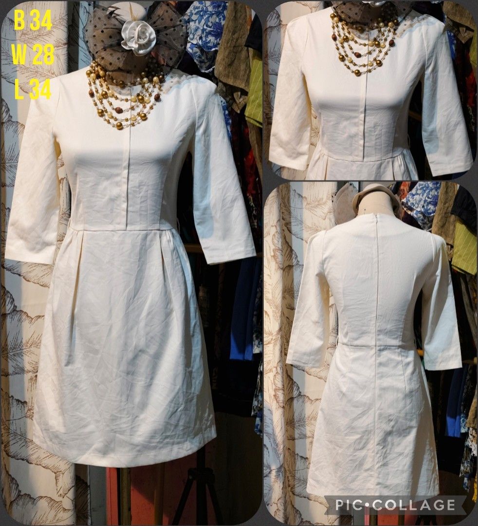 Ukay off-white corporate dress (Category: Dresses) located in Rizal. Submitted by villacorta14757 (Listing ID 1467450857, Image 1). Description: Ukay off-white corporate dress B 34 W 28 L 34 Like new Issue need wash.