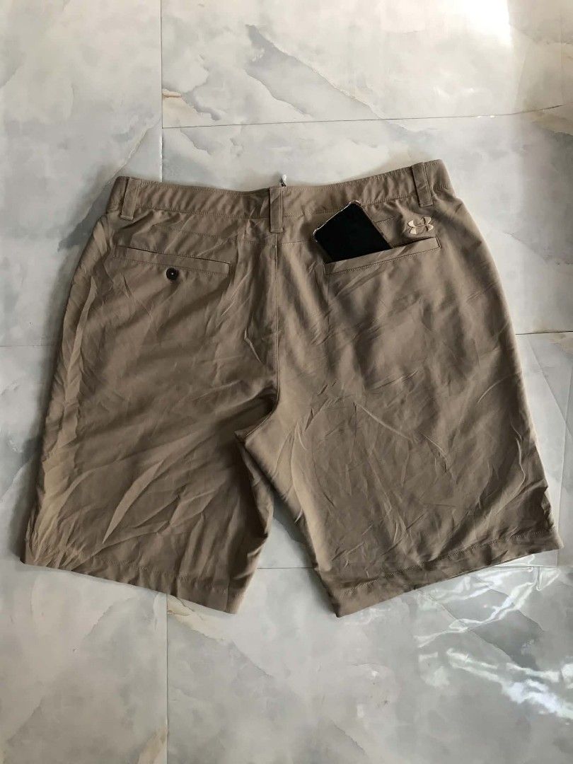 Under amour (Category: Shorts) located in Dumaguete. Submitted by johnmarkthrift (Listing ID 1467528550, Image 2). Description: ♻️ Short de golf under armour matchplay beige camel 🤎 Best Actual waistline 35 - 36 - 37 Dimensions in tags ( 38 ) Length 21 Opening leg 12 Color rate 10/10 Excellent as new condition No issue ❌ Color may very due to lighting 💥 Unlimited vouch/vc for safe transaction 350 + SF Dumaguete city negros Oriental JNT carrier 