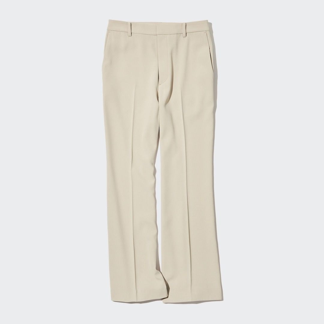 Uniqlo Drape Flared Pants (M) Beige Trousers (Category: Other Bottoms) located in Makati City. Submitted by mschea (Listing ID 1467537085, Image 1). Description: Used once only No flaws.