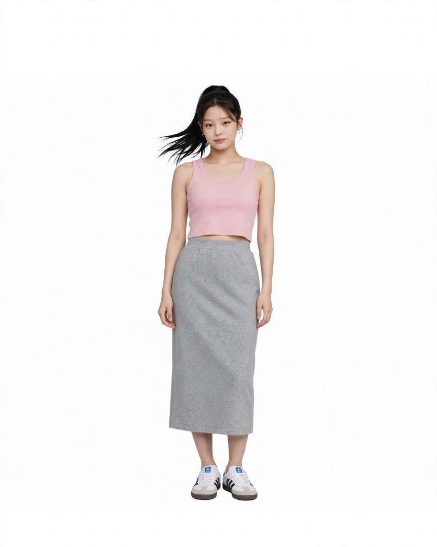 UNIQLO Midi Skirt (Category: Skirts) located in Rizal. Submitted by timeless_shop (Listing ID 1467436000, Image 1). Description: 🩶 Original Uniqlo Gray Midi Skirt 📏 Size: S - Fit 24-27 Waistline 📝 Details: - Length: 34 inches - Width Waistline 12 inches flat laid - Fabric: lightweight nylon - Design: Pull-on pencil / straight cut + slit detail - basic but aesthetic - Color: Heather Gray - easy to pair with any top! 🩶 ✨ Condition: 9.9/10 Like 
