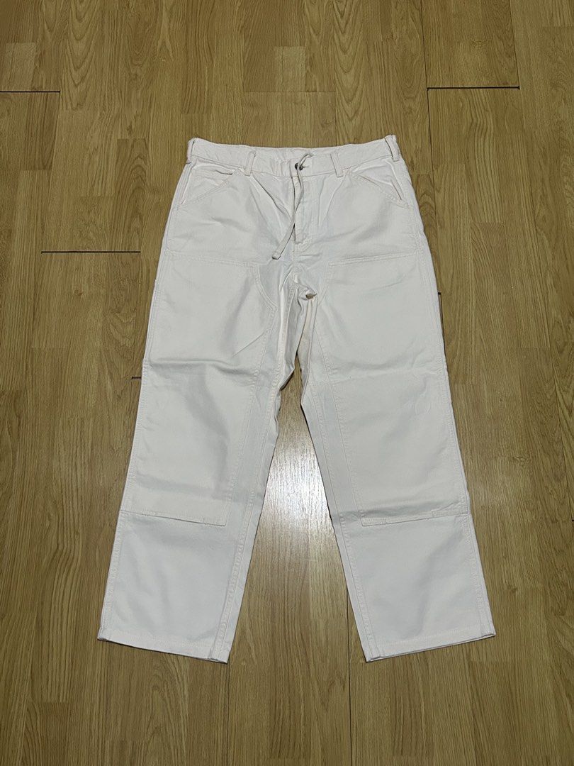 Uniqlo White Utility Work Pants Size M (Category: Trousers) located in Manila. Submitted by found1_mnl (Listing ID 1467516649, Image 1). Description: - Brand: Uniqlo - Item: Utility Pants with Double Knee Styling - Color: White - Size: M (Waist fits 76 to 84 cm) - Material: 100% Cotton (Body and Pocket Lining) - Features: Durable canvas material, classic workwear panels, Made in China - Condition: Clean overall with minimal signs of wear W-17” L-